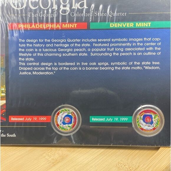 NIOP Georgia colorized State Quarters P & D in cellophane wrap with COA - Picture 3 of 6